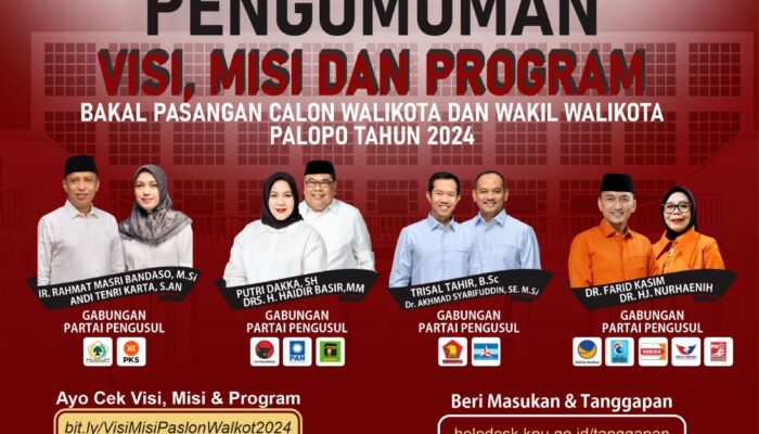 KPU Palopo Umumkan Visi, Misi dan Program Kerja Bakal Pasangan Calon