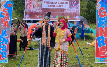 Kontingen Kwarcab Luwu Utara Wakili Sulsel Kenakan Pakaian Adat Baju Bodo di Peran Saka Tingkat Nasional