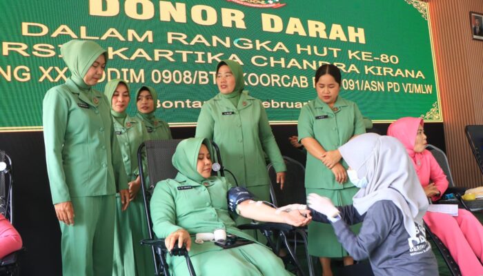 Kodim 0908/Bontang Gelar Donor Darah Sambut HUT Ke-80 Persit KCK