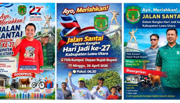 Meriahkan HUT ke-27 Luwu Utara, Pemda Gelar Jalan Santai Berhadiah Mobil hingga Rumah