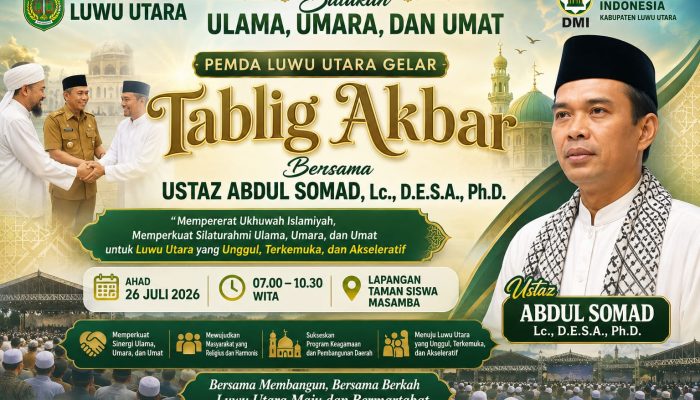 Satukan Ulama, Umara, dan Umat: Pemda Luwu Utara Gelar Tablig Akbar Bersama Ustaz Abdul Somad