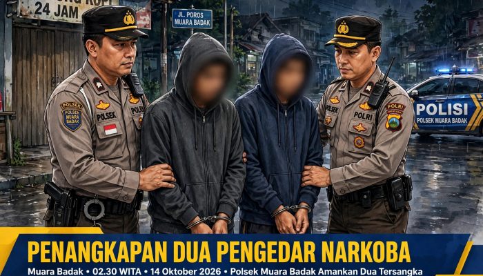 Patroli Dini Hari, Polsek Muara Badak Bekuk Dua Pengedar Sabu 
